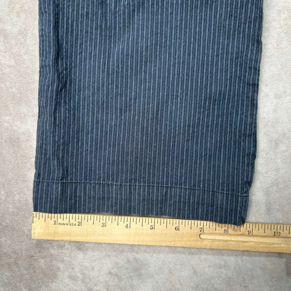 Banana Republic Jackson Fit Navy Pinstripe Wide Leg Linen Blend Trousers Size 8